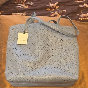 LC Lauren Conrad Sky Blue Perforated Tote